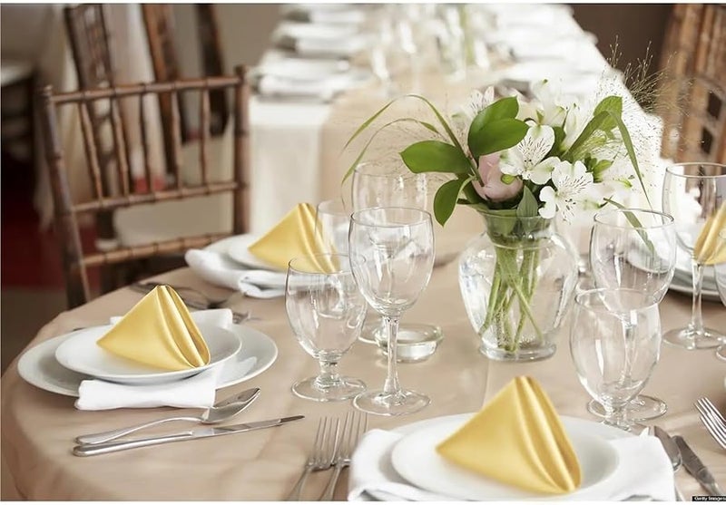 مناديل طاولة ساتان وردي 30x30 سم ناعمة لتزيين حفلات عشاء الزفاف وعيد الميلاد - Image 5